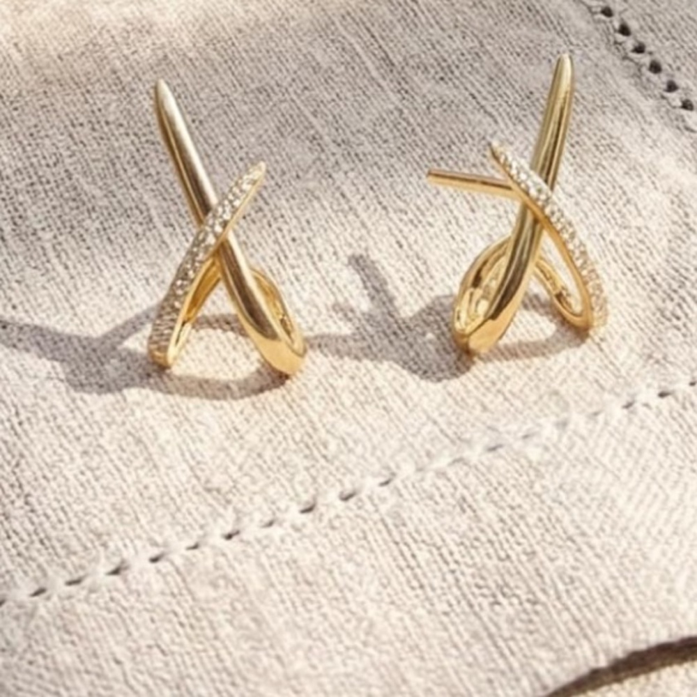 Anthropologie Minimalist Cubic Zirconia Diamond Earrings - Picture 5 of 6